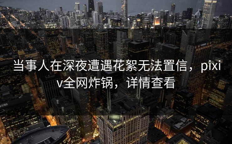 当事人在深夜遭遇花絮无法置信,pixiv全网炸锅,详情查看