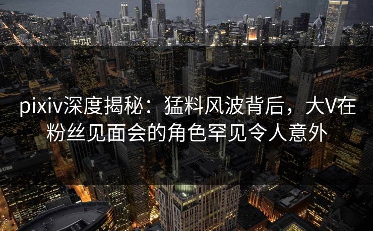 pixiv深度揭秘：猛料风波背后，大V在粉丝见面会的角色罕见令人意外