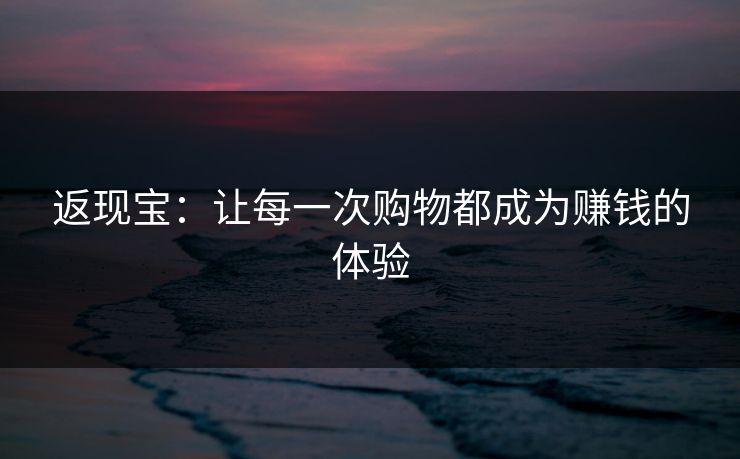 返现宝:让每一次购物都成为赚钱的体验 返现宝:让每一次购物都成为赚钱的体验