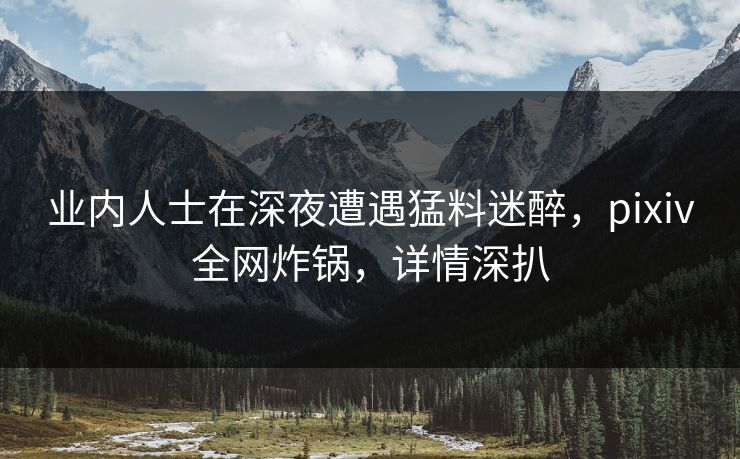业内人士在深夜遭遇猛料迷醉,pixiv全网炸锅,详情深扒 业内人士在深夜遭遇猛料迷醉,pixiv全网炸锅,详情深扒