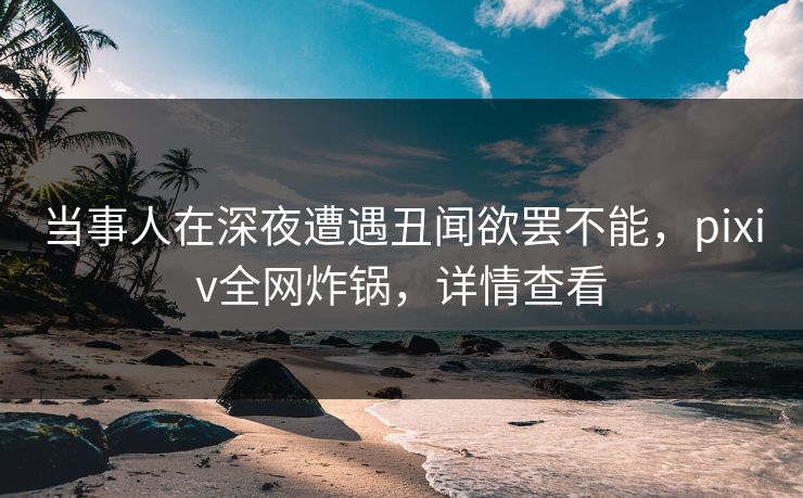 当事人在深夜遭遇丑闻欲罢不能,pixiv全网炸锅,详情查看